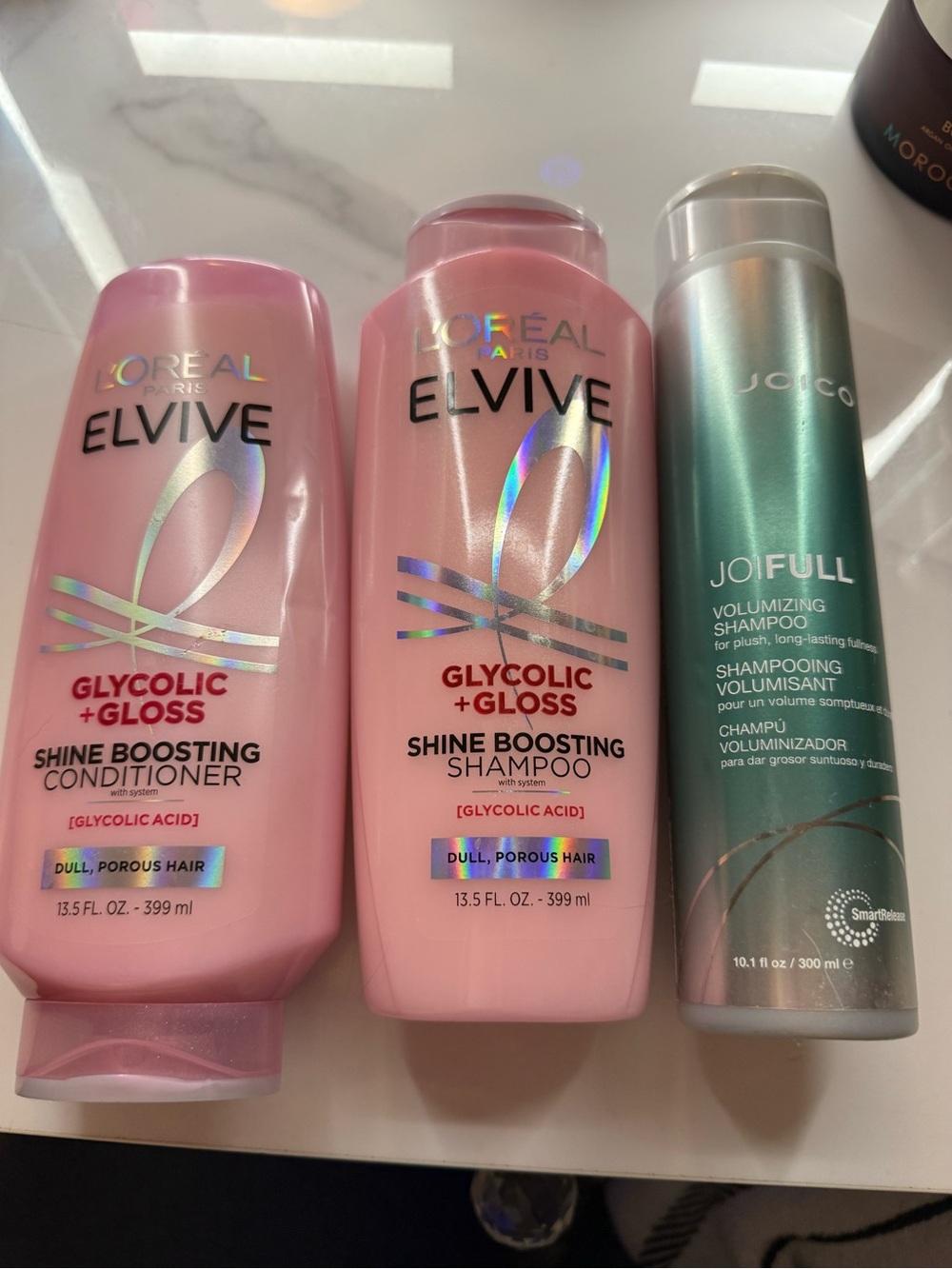 Elvive Glycolic + Gloss Shine Boosting Shampoo & Conditioner & Joifull shampoo